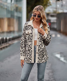 Leopard Print Buttoned Long-Sleeve Jacket With Versatile Styling