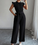 Fashion Floral Lace High Waisted One Piece Pants for Women