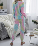 Large Size Tie-Dye Printed Long-Sleeved Home Wear Set