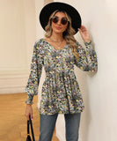 Printed Bubble Long Sleeve Fitted Top Nylon Elastane Blend
