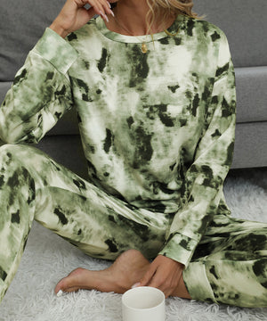 Large Size Tie-Dye Long Sleeve Home Wear Set for Comfort