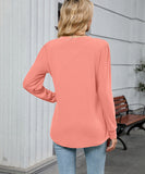 V Neck Striped Loose Long Sleeve T Shirt Nylon Elastane