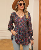 Printed Bubble Long Sleeve Fitted Top Nylon Elastane Blend