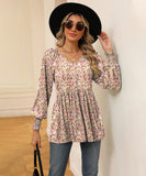 Printed Bubble Long Sleeve Fitted Top Nylon Elastane Blend