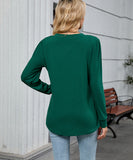 V Neck Striped Loose Long Sleeve T Shirt Nylon Elastane