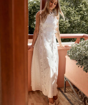 Lace Trimmed Embroidered Strap Dress