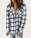 Plaid Collar Long Sleeve Casual Jacket For Women Khaki