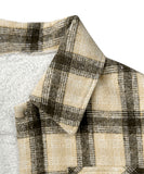 Plaid Collar Long Sleeve Casual Jacket For Women Khaki
