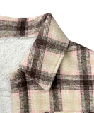 Plaid Collar Long Sleeve Casual Jacket For Women Khaki