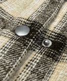 Plaid Collar Long Sleeve Casual Jacket For Women Khaki