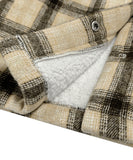 Plaid Collar Long Sleeve Casual Jacket For Women Khaki
