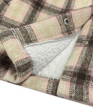 Plaid Collar Long Sleeve Casual Jacket For Women Khaki