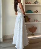 Lace Trimmed Embroidered Strap Dress