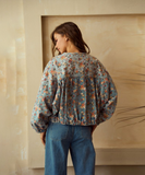 Relaxed Fit Printed Batwing Sleeve Jacket Washed Effect