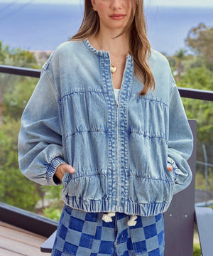 Classic Relaxed Zipperless Light Blue Jacket Style Appeal