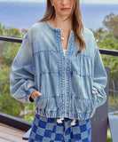 Classic Relaxed Zipperless Light Blue Jacket Style Appeal