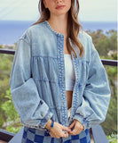 Classic Relaxed Zipperless Light Blue Jacket Style Appeal