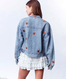 Distressed Denim Jacket Heavy Duty Embroidered For Men
