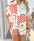 StyleNest Floral Color Blocking Cardigan Short Pants Set – Casual Vacation Comfort