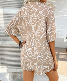 StyleNest Floral Color Blocking Cardigan Short Pants Set – Casual Vacation Comfort