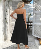 Solid Color High-Waisted Sleeveless Halter Dress for Elegance