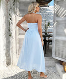 Solid Color High-Waisted Sleeveless Halter Dress for Elegance