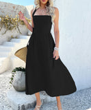 Solid Color High-Waisted Sleeveless Halter Dress for Elegance