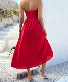 Solid Color High-Waisted Sleeveless Halter Dress for Elegance