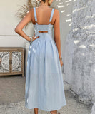 Chic Solid Color High-Waisted Halter Dress for Every Occasion