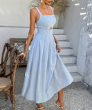 Chic Solid Color High-Waisted Halter Dress for Every Occasion