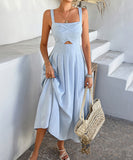 Chic Solid Color High-Waisted Halter Dress for Every Occasion