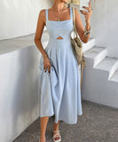 Chic Solid Color High-Waisted Halter Dress for Every Occasion