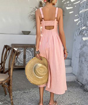 Chic Solid Color High-Waisted Halter Dress for Every Occasion