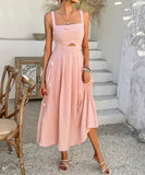 Chic Solid Color High-Waisted Halter Dress for Every Occasion
