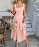 Chic Solid Color High-Waisted Halter Dress for Every Occasion