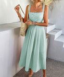 Chic Solid Color High-Waisted Halter Dress for Every Occasion
