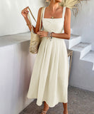 Chic Solid Color High-Waisted Halter Dress for Every Occasion