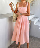 Chic Solid Color High-Waisted Halter Dress for Every Occasion