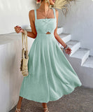 Chic Solid Color High-Waisted Halter Dress for Every Occasion