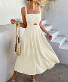 Chic Solid Color High-Waisted Halter Dress for Every Occasion
