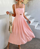Chic Solid Color High-Waisted Halter Dress for Every Occasion