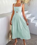 Chic Solid Color High-Waisted Halter Dress for Every Occasion