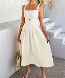Chic Solid Color High-Waisted Halter Dress for Every Occasion