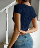 Sexy Lace Short Sleeve Womens Tee With Silky Sculpting Fit