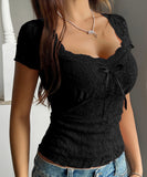 Sexy Lace Short Sleeve Womens Tee With Silky Sculpting Fit