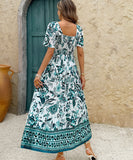 Casual Printed A-Line Long Dress for Effortless Vacation Style