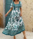 Casual Printed A-Line Long Dress for Effortless Vacation Style