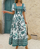 Casual Printed A-Line Long Dress for Effortless Vacation Style
