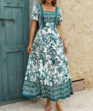 Casual Printed A-Line Long Dress for Effortless Vacation Style
