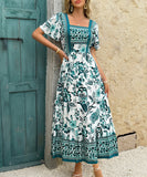 Casual Printed A-Line Long Dress for Effortless Vacation Style